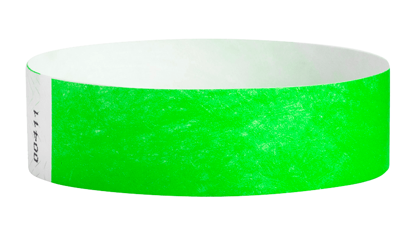 Tyvek 3/4 inch Neon Green Wristbands - Paper bracelets for events by Wristband Resources